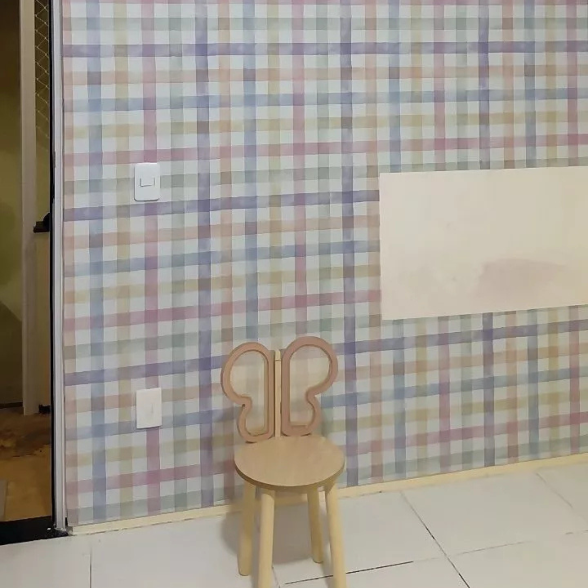 Papel de Parede Adesivo Xadrez Vichy Aquarela Colorido