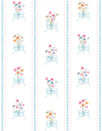 Papel de Parede Adesivo Floral Buquês com Laços Azul Aquarela