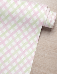 Papel de Parede Adesivo Trellis Aquarela Rosa Bebê e Verde