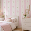 Papel de Parede Adesivo Floral Rosa Listrado Provençal