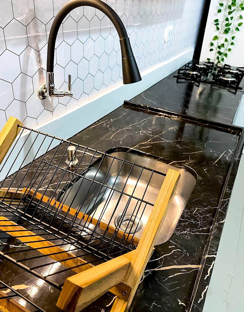 Adesivo para Pia Mármore Marquina Brilho