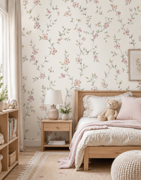 Papel de Parede Adesivo Floral Campestre Rosé