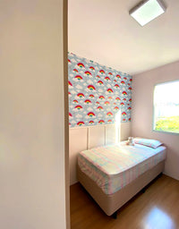 Papel de Parede Adesivo Arco-Íris E Nuvens