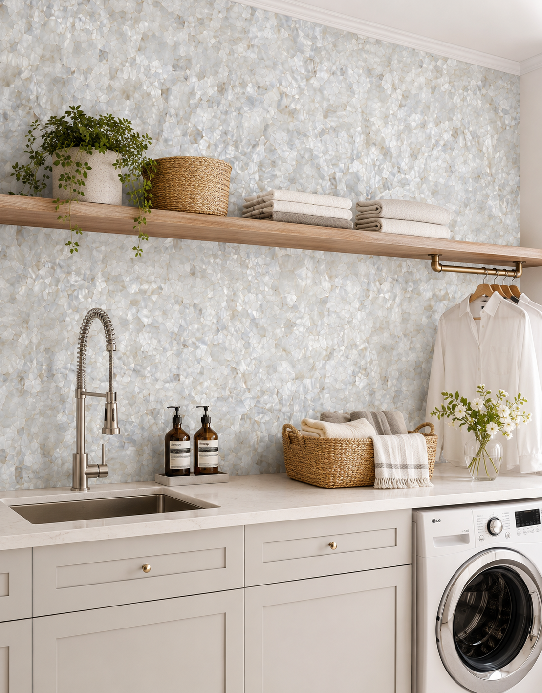 Papel de Parede Adesivo Mosaico Madrepérola