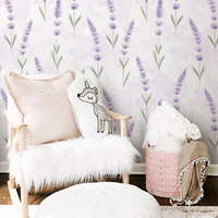 KIT DE 5 ROLOS - 1,00m x 50cm - Papel de Parede Adesivo Lavanda Aquarela