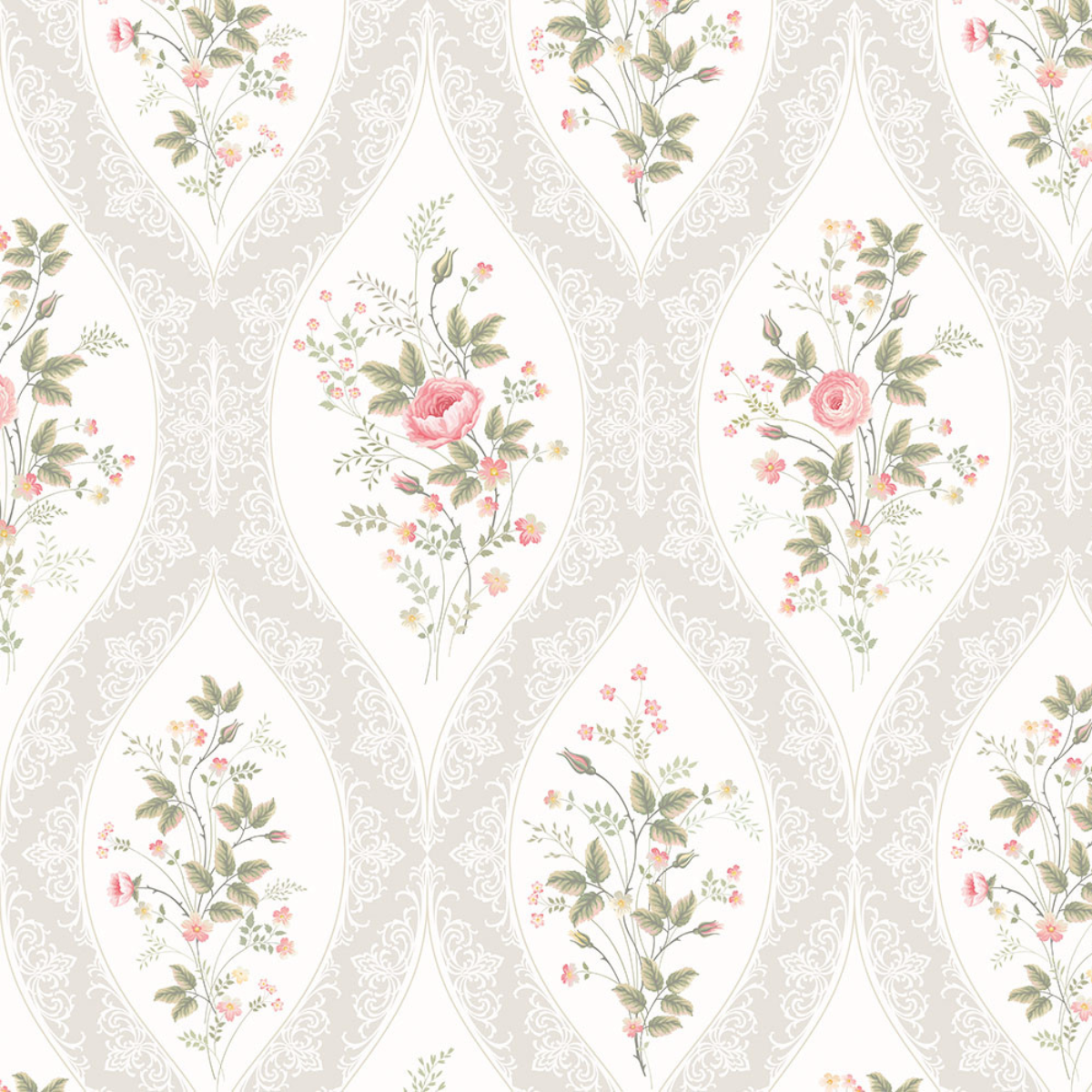KIT DE 7 ROLOS - 1,50m x 50cm - Papel de Parede Adesivo Floral Vintage Rosé