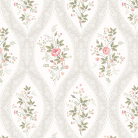 KIT DE 7 ROLOS - 1,50m x 50cm - Papel de Parede Adesivo Floral Vintage Rosé