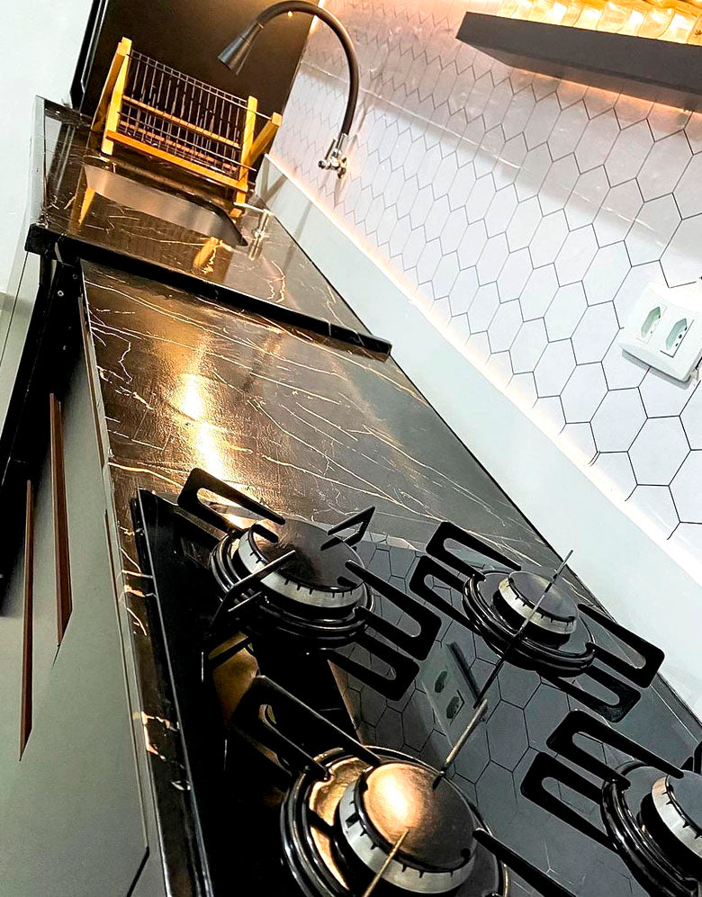 Adesivo para Pia Mármore Marquina Brilho