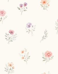 Papel de Parede Adesivo Floral Aquarela Delicada