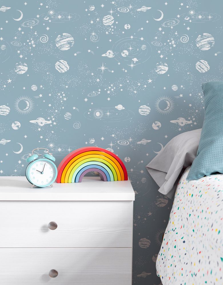 KIT DE 5 ROLOS - 2,50m x 50cm - Papel de Parede Adesivo Universo Estrelado