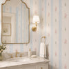 Papel de Parede Adesivo Floral Listrado Azul Provençal