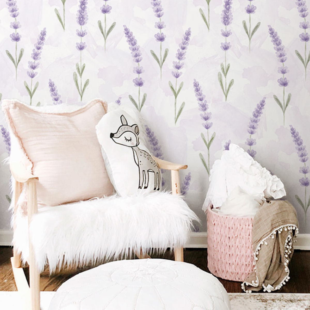 Papel de Parede Adesivo Lavanda Aquarela