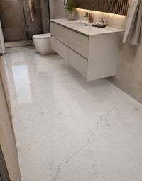 Adesivo para Piso Mármore Branco Marquina Brilho