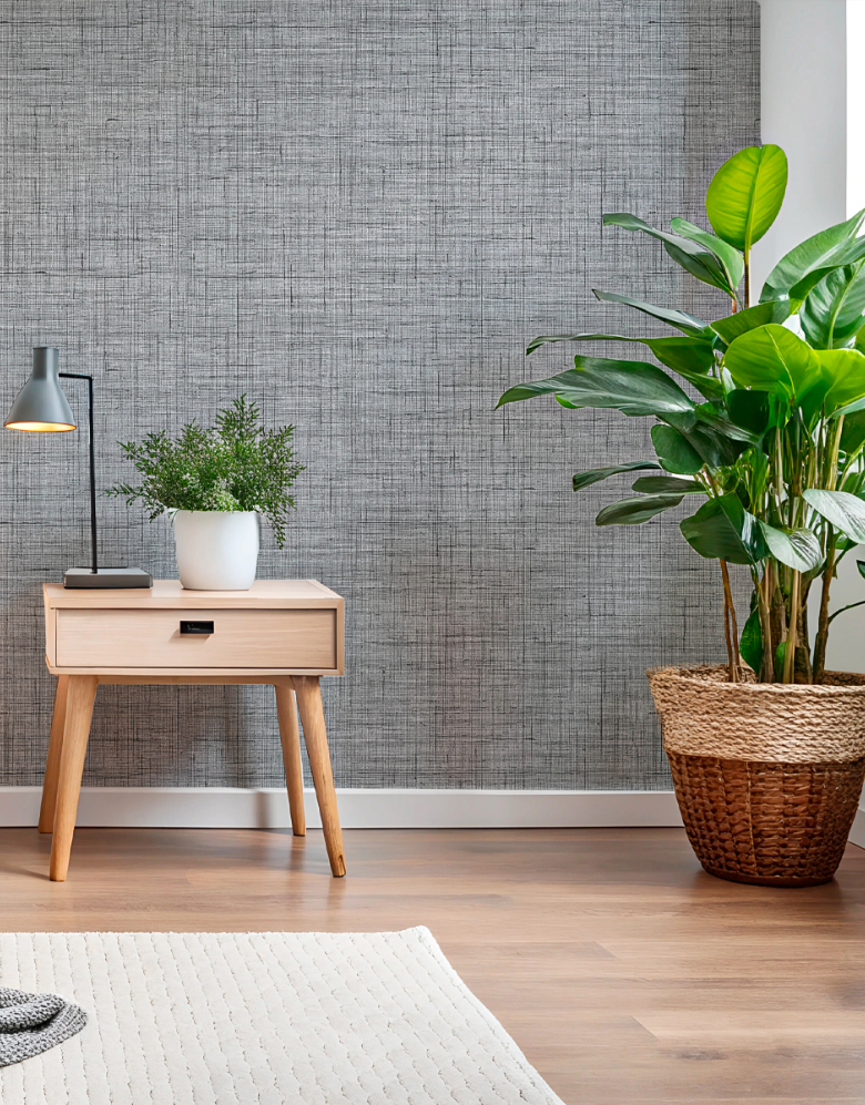 Papel de Parede Texturizado Linho Cinza