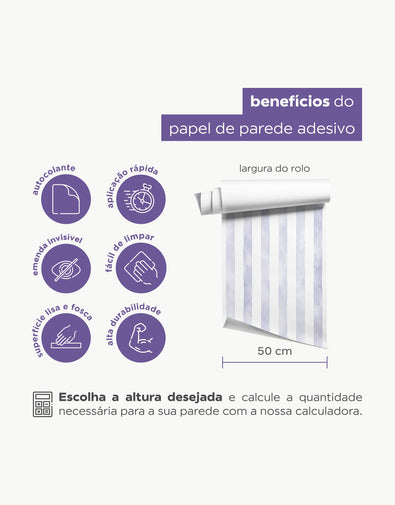 Papel de Parede Adesivo Listrado Aquarela Lilás - imagem 8