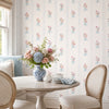 Papel de Parede Adesivo Floral Buquês Listrado Azul