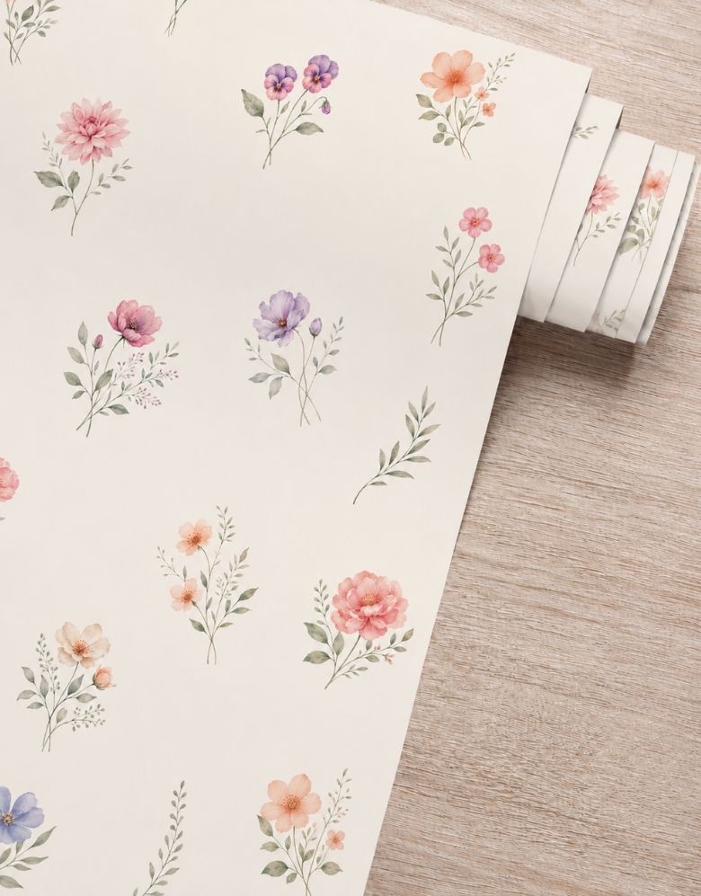 Papel de Parede Adesivo Floral Aquarela Delicada