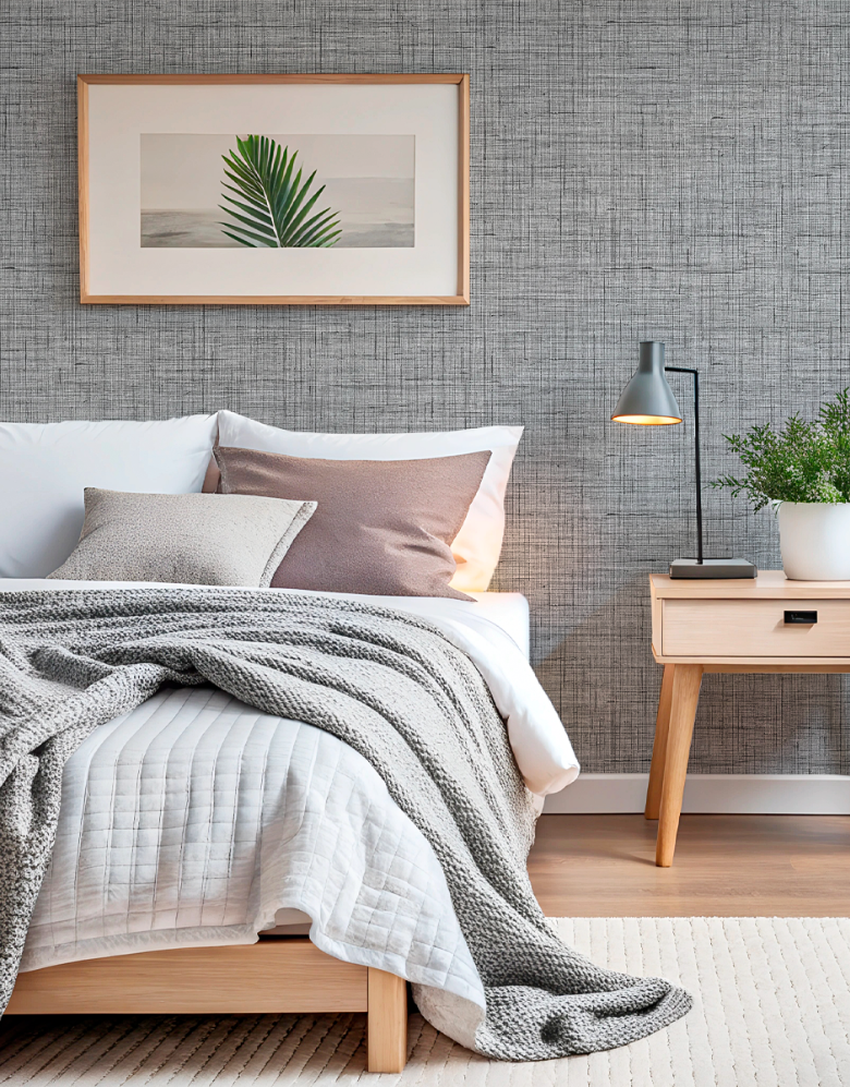 Papel de Parede Texturizado Linho Cinza