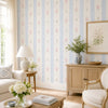 Papel de Parede Adesivo Floral Listrado Azul Provençal