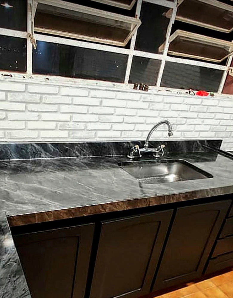 Adesivo para Pia Mármore Silver Black