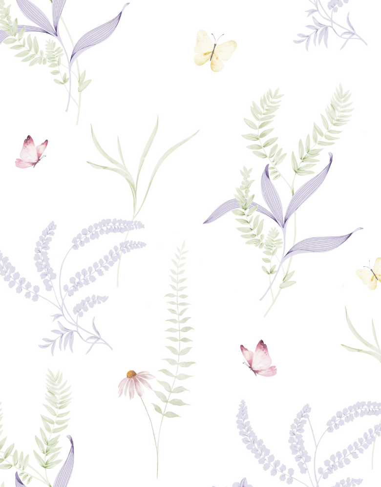 Papel de Parede Adesivo Jardim Lilás