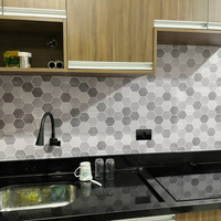 KIT DE 3 ROLOS - 1,50m x 50cm - Papel de Parede Adesivo Hexágonos Colmeia Cimento Queimado