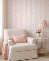 Papel de Parede Adesivo Laços Rosa Listrado Xadrez