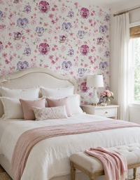 Papel de Parede Adesivo Floral Amor Perfeito Aquarela