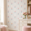 Papel de Parede Adesivo Floral Buquês Listrado Azul