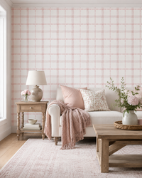 Papel de Parede Adesivo Xadrez Pontilhado Rosa