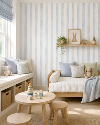 Papel de Parede Adesivo Listrado Aquarela Azul e Verde