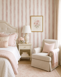 Papel de Parede Adesivo Listrado Aquarela Rosa Blush