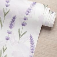 KIT DE 5 ROLOS - 1,00m x 50cm - Papel de Parede Adesivo Lavanda Aquarela