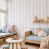 Papel de Parede Adesivo Listrado Aquarela Azul e Rosa