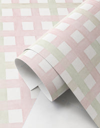 Papel de Parede Xadrez Grid Rosa e Verde