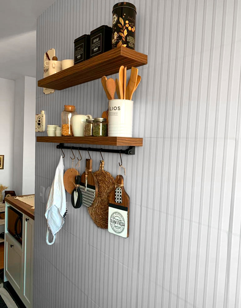 Papel de Parede Madeira Ripada Gelo