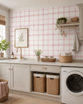Papel de Parede Adesivo Xadrez Pontilhado Rosa