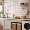 Papel de Parede Adesivo Xadrez Pontilhado Rosa
