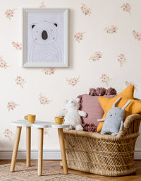 Cartela Adesiva Floral Rosa Aquarela