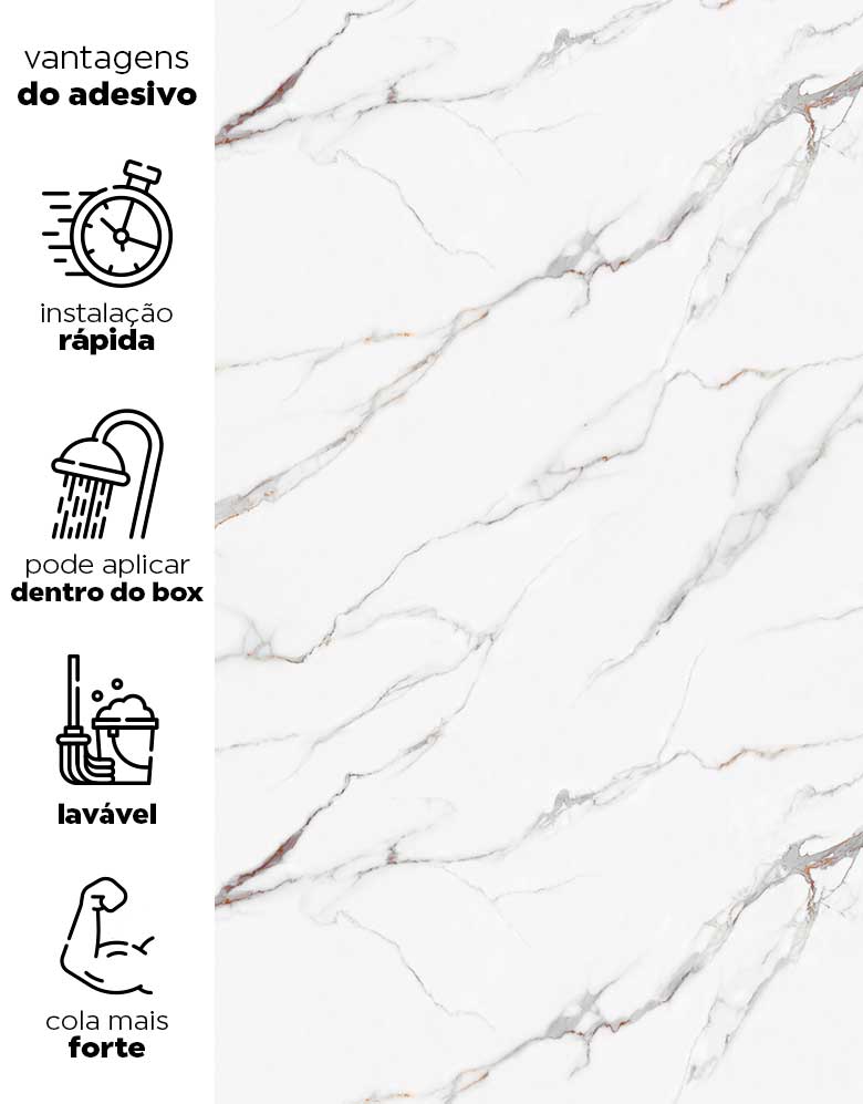 Adesivo para Piso Mármore Carrara Fosco