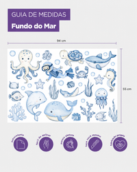 Adesivo de Parede Fundo do Mar Azul Aquarela