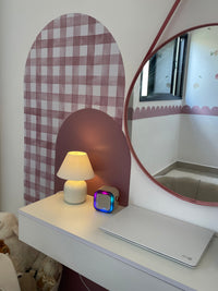 Adesivo de Parede Arco Xadrez Vichy Rosa Blush