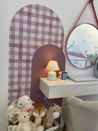 Adesivo de Parede Arco Xadrez Vichy Rosa Blush