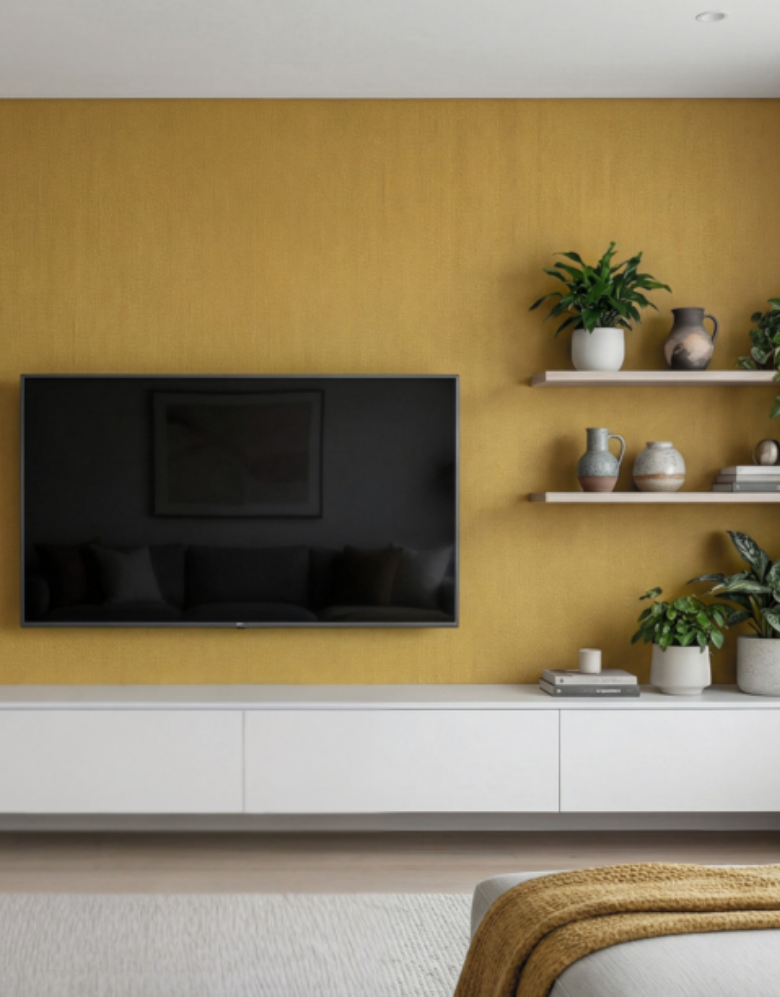 Revestimento Adesivo Telado Linho Avalon Mostarda Djon