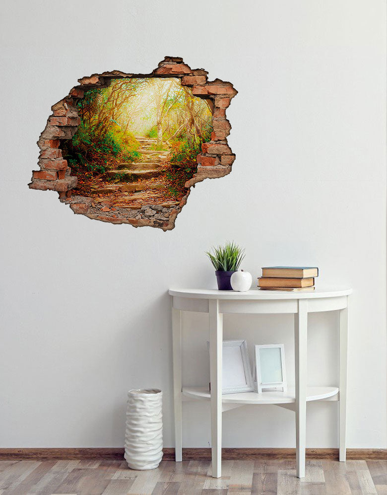 Adesivo Decorativo Buraco 3D Caminho na Floresta