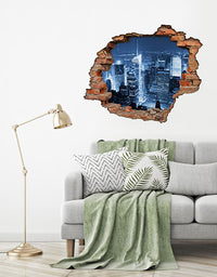 Adesivo Decorativo Buraco 3D Cidade à Noite