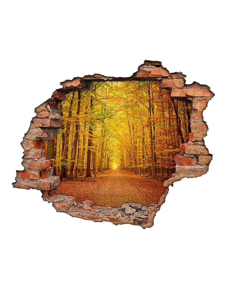 Adesivo Decorativo Buraco 3D Floresta Outonal