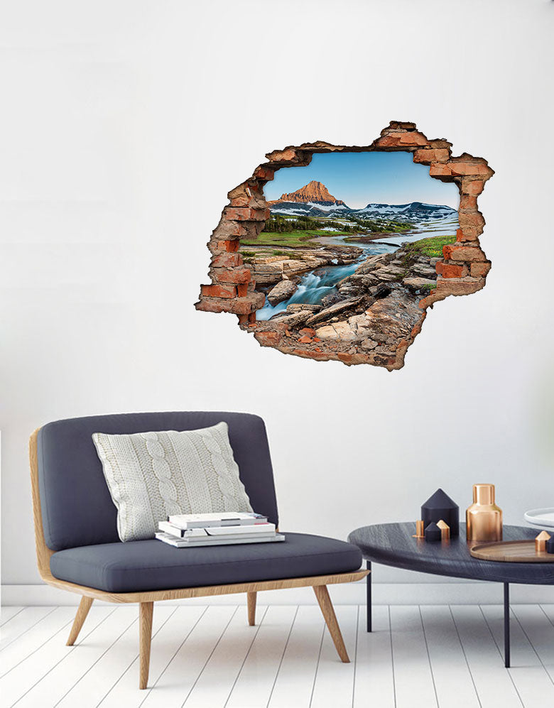 Adesivo Decorativo Buraco 3D Rio da Montanha