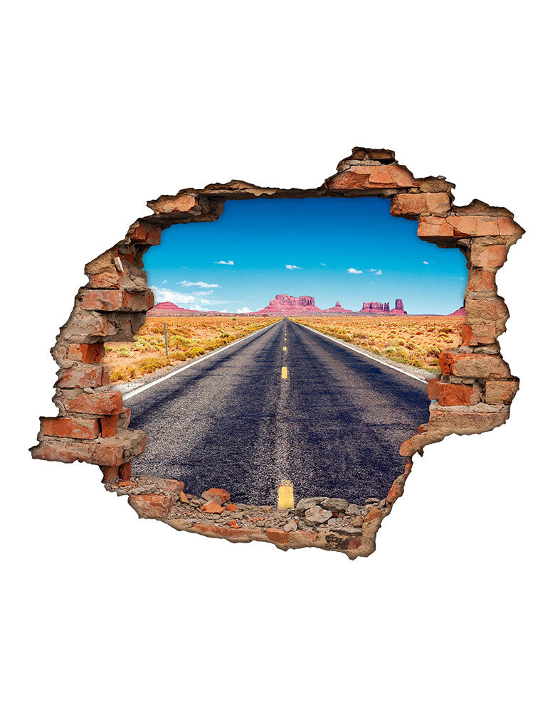 Adesivo Decorativo Buraco 3D Rota 66