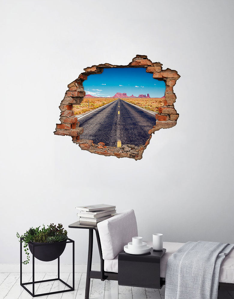 Adesivo Decorativo Buraco 3D Rota 66